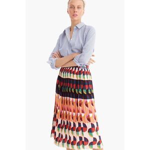 NWOT J Crew 365 Pleated midi skirt in art deco print, Sz 00, $295